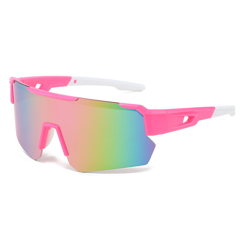 Pink Temples and Colorful Lenses Unisex Sport Cycling Sunglasses - Lightweight Wraparound Eyewear for Running &amp; Outdoor Activities