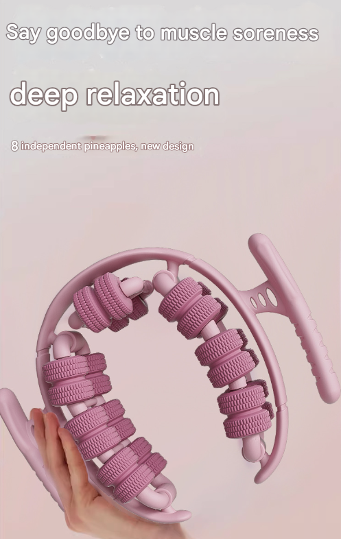 Purple 360° Wrap-Around Muscle Roller - 28-Wheel Massager for Legs, Arms & Calves