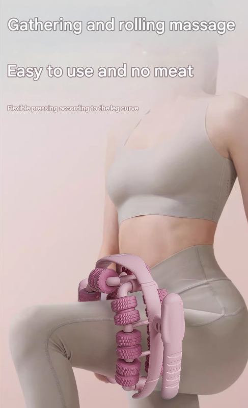 Pink 360°Wrap-Around Muscle Roller - 28-Wheel Massager for Legs, Arms & Calves