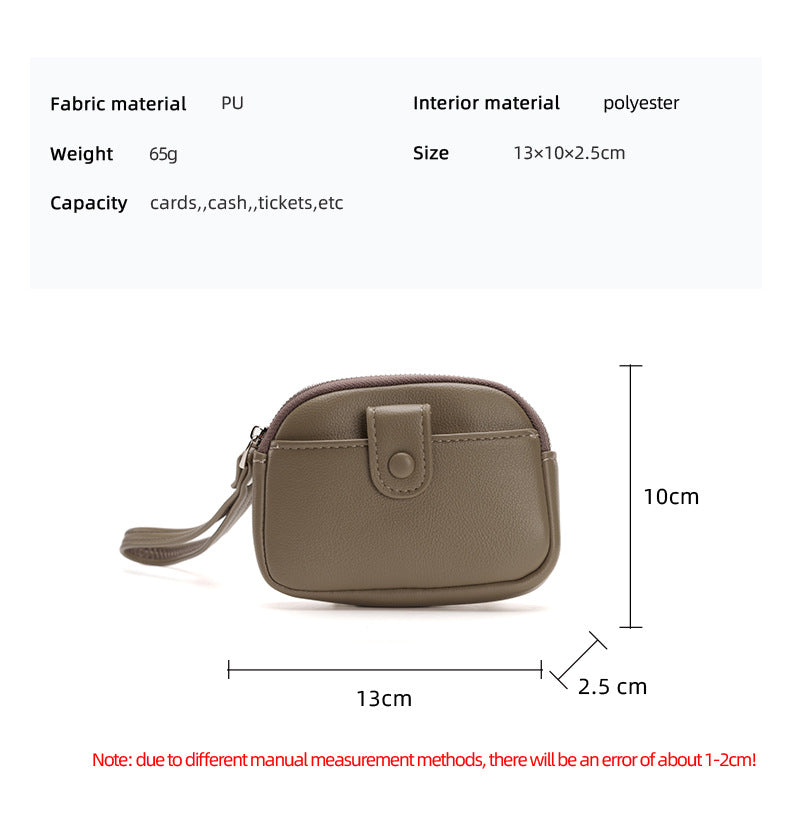 Taupe Womens Compact PU Leather Coin Purse - Stylish Mini Wallet Wristlet with Card Holder and Key Ring