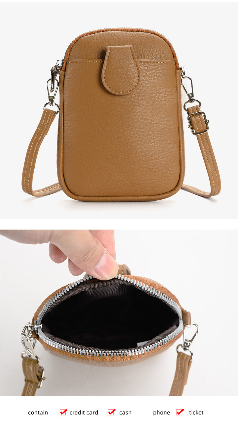 Black Chic Crossbody Phone Bag - Womens PU Leather Mini Shoulder Purse with Adjustable Strap
