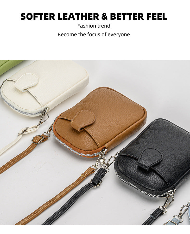 Green Chic Crossbody Phone Bag - Womens PU Leather Mini Shoulder Purse with Adjustable Strap