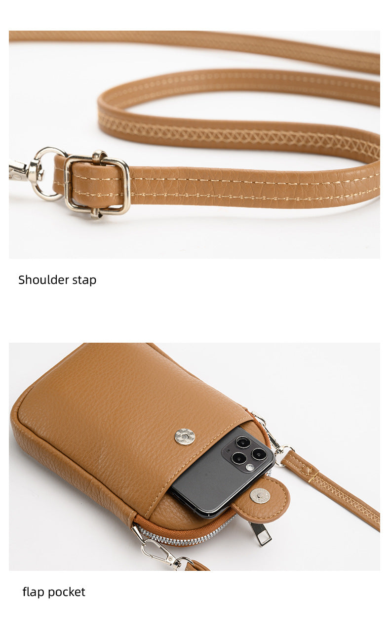 Green Chic Crossbody Phone Bag - Womens PU Leather Mini Shoulder Purse with Adjustable Strap