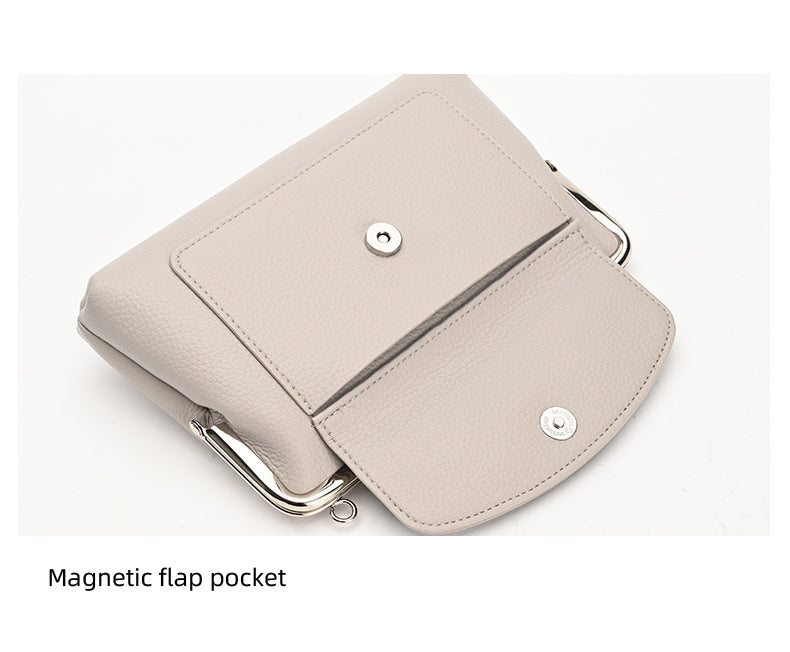 Black Women's Vintage Kiss Lock Crossbody Bag - PU Leather Clutch Purse with Detachable Strap