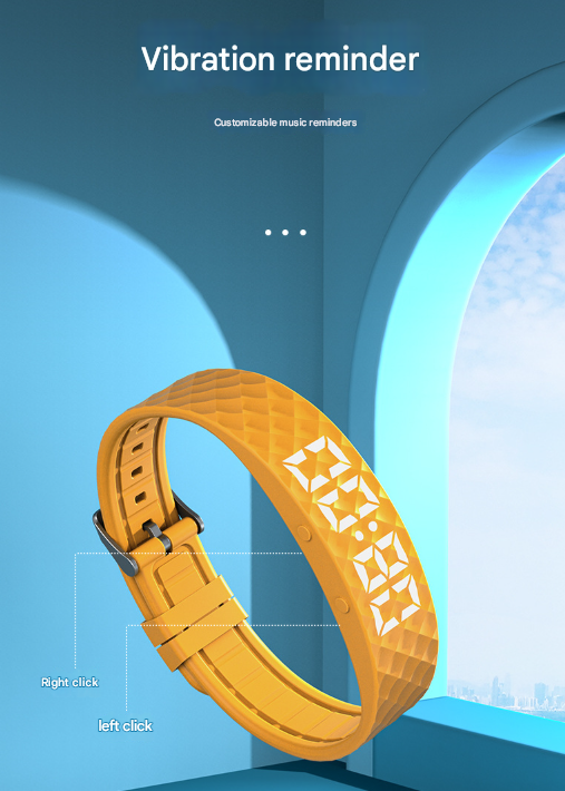 Black Smart Vibrating Alarm Watch - Digital Fitness Tracker Wristband with Pedometer & Sleep Monitor