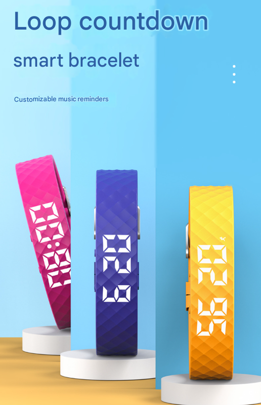 Yellow Smart Vibrating Alarm Watch - Digital Fitness Tracker Wristband with Pedometer & Sleep Monitor