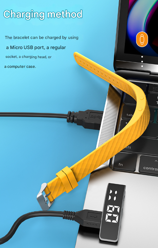 Yellow Smart Vibrating Alarm Watch - Digital Fitness Tracker Wristband with Pedometer & Sleep Monitor