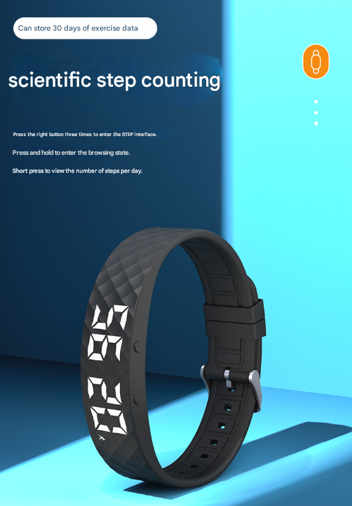 Rose Red Smart Vibrating Alarm Watch - Digital Fitness Tracker Wristband with Pedometer & Sleep Monitor