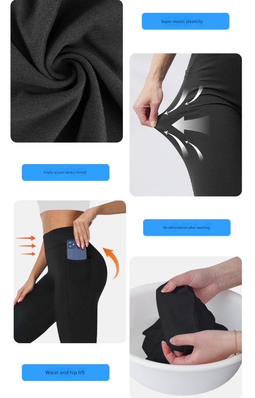 Size S Black Women's Mid Waist Plush Leggings with Pockets - Autumn and Winter Leggings with Pockets