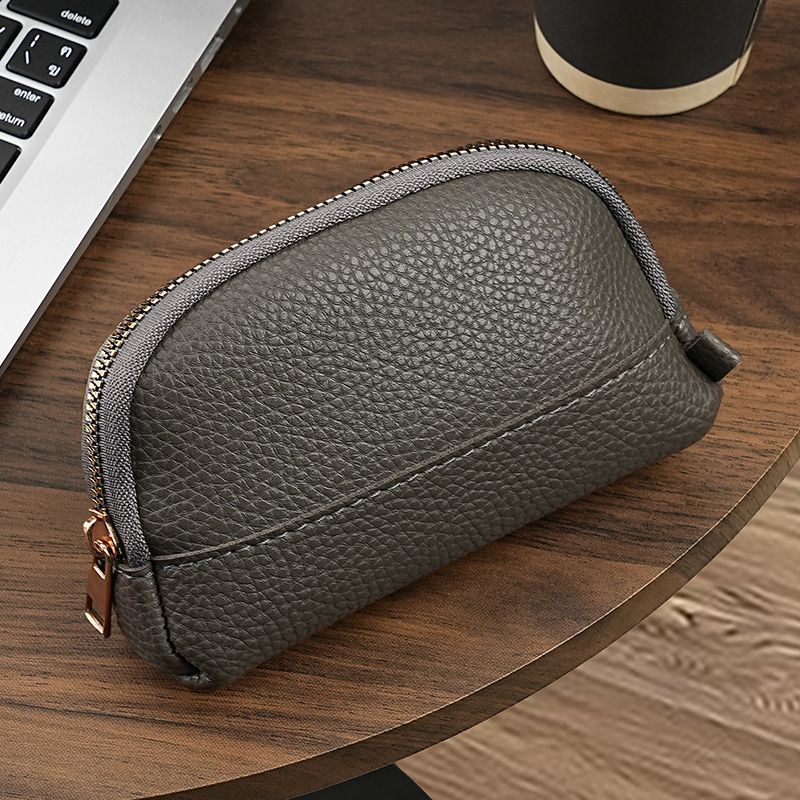3 Pcs Grey Elegant Faux Leather Coin Purse - Mini Zipper Pouch &amp; Compact Card Holder Wallet