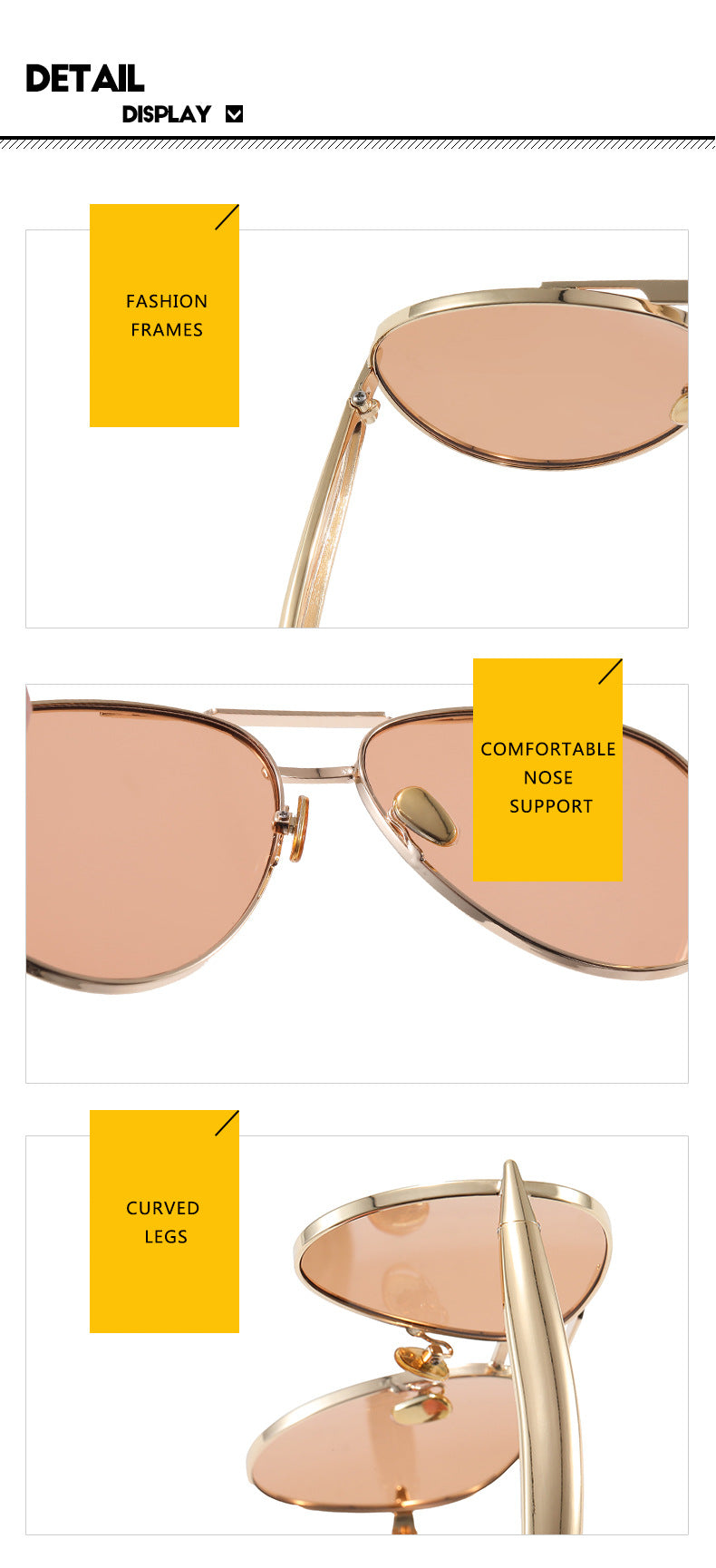 Style C4 Gold Frame Brown Lenses Chic Oversized Aviator Sunglasses - Retro Metal Frame with UV400 Protection for Women