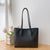 Black Chic Large Capacity Tote Bag - PU Leather Commuter Shoulder Handbag for Women