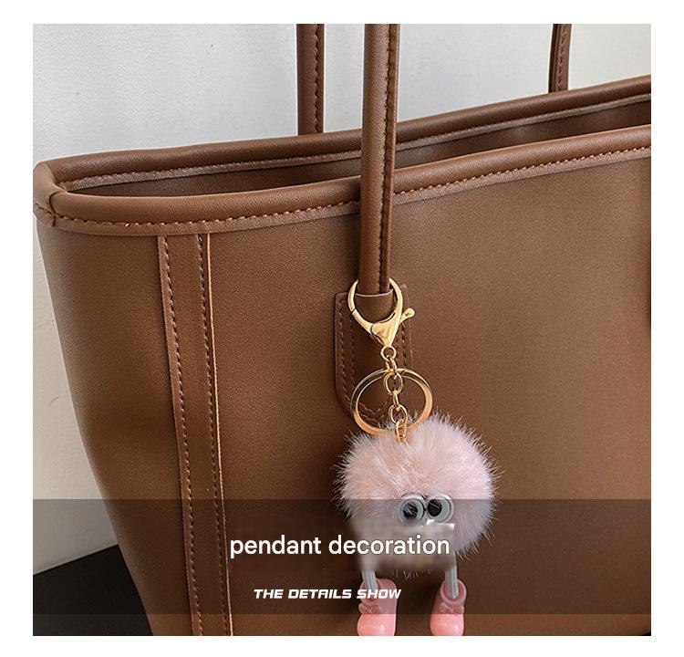 Brown Chic Large Capacity Tote Bag - PU Leather Commuter Shoulder Handbag for Women