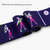 Dark Blue Instructional Yoga Stretch Strap with Embroidered Pose Guide - 11-Loop Flexibility Band