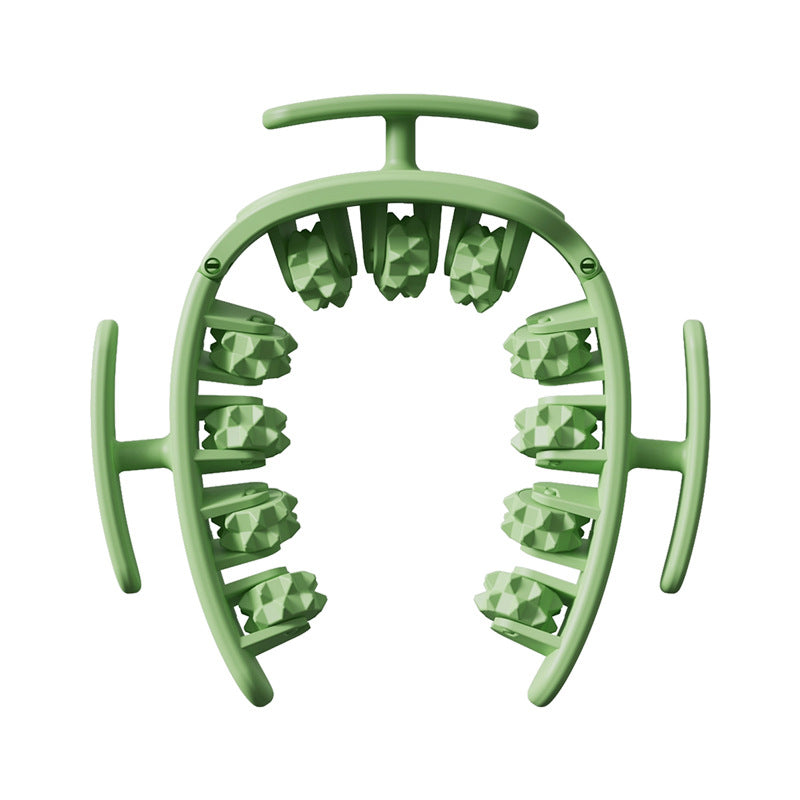 Green Removable Adjustable Wrap-Around Muscle Roller - 11-Wheel Deep Tissue Massager for Legs, Arms &amp; Body