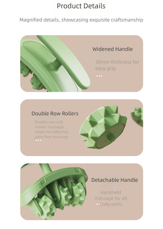 Green Removable Adjustable Wrap-Around Muscle Roller - 11-Wheel Deep Tissue Massager for Legs, Arms & Body
