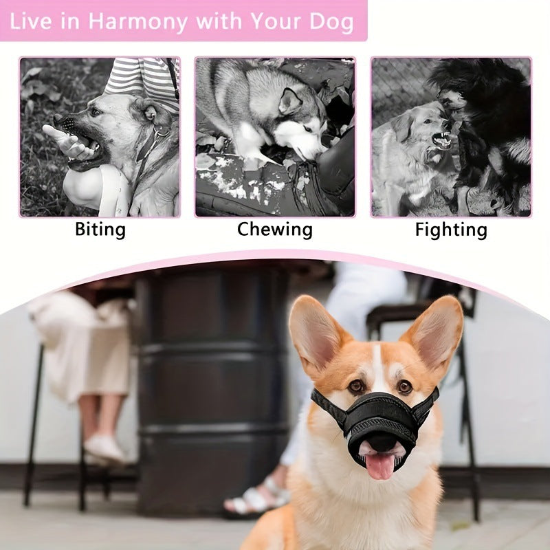 3 Pcs Size XXL Black Breathable Mesh Dog Muzzle - Soft & Comfortable Guard to Prevent Biting, Allows Panting and Drinking