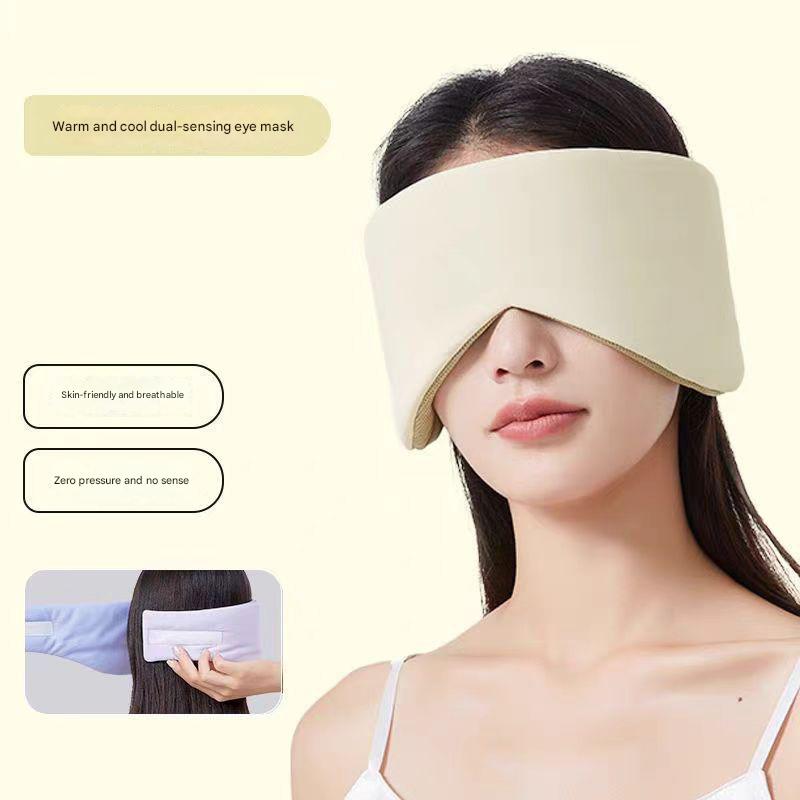 Beige Reversible All-Season Sleep Mask - Cooling &amp; Warming with Sound Muffling Ear Covers Function