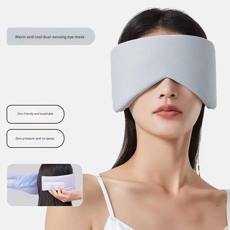 Grey Reversible All-Season Sleep Mask - Cooling &amp; Warming with Sound Muffling Ear Covers Function