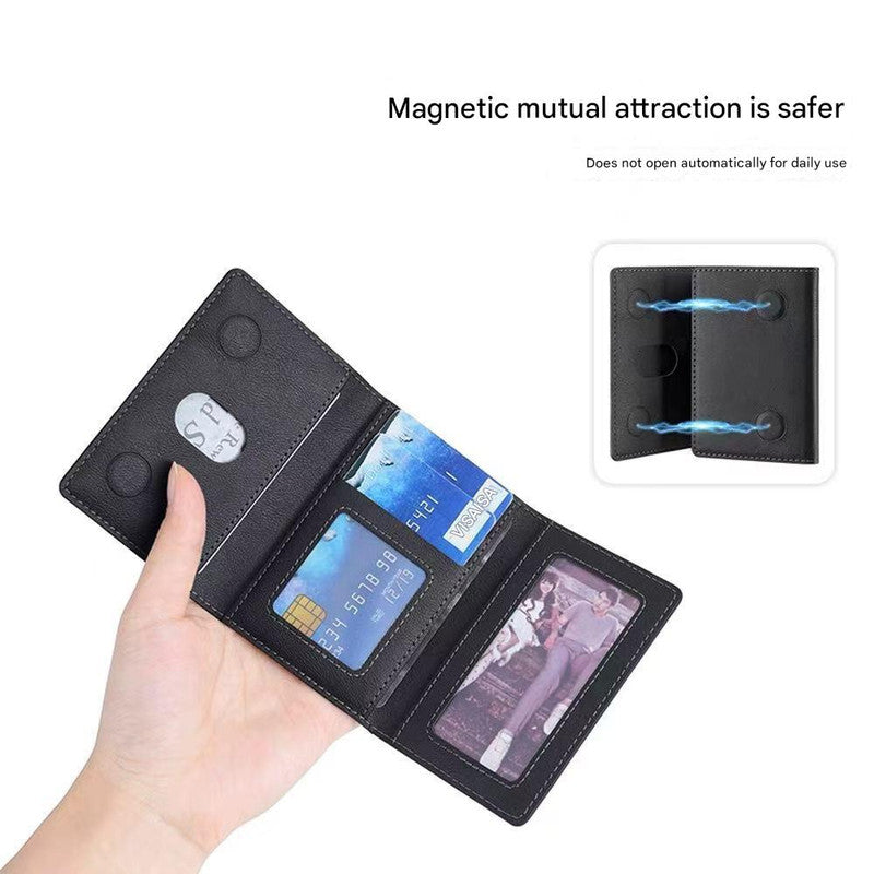 Grey 3-in-1 Magnetic Wallet for MagSafe - Slim PU Leather Card Holder with Kickstand