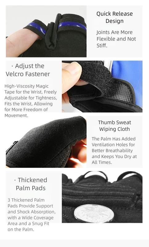 Size L Blue Padded Half-Finger Cycling Gloves - Breathable Shock-Absorbing Workout Gloves for Gym & Fitness