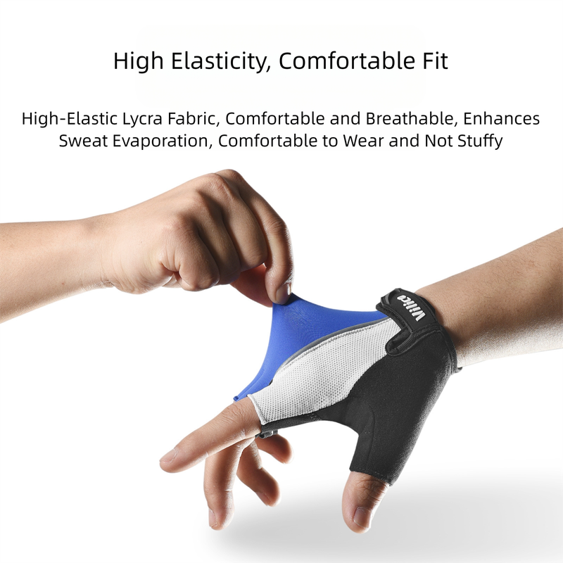 Size XL Blue Padded Half-Finger Cycling Gloves - Breathable Shock-Absorbing Workout Gloves for Gym & Fitness