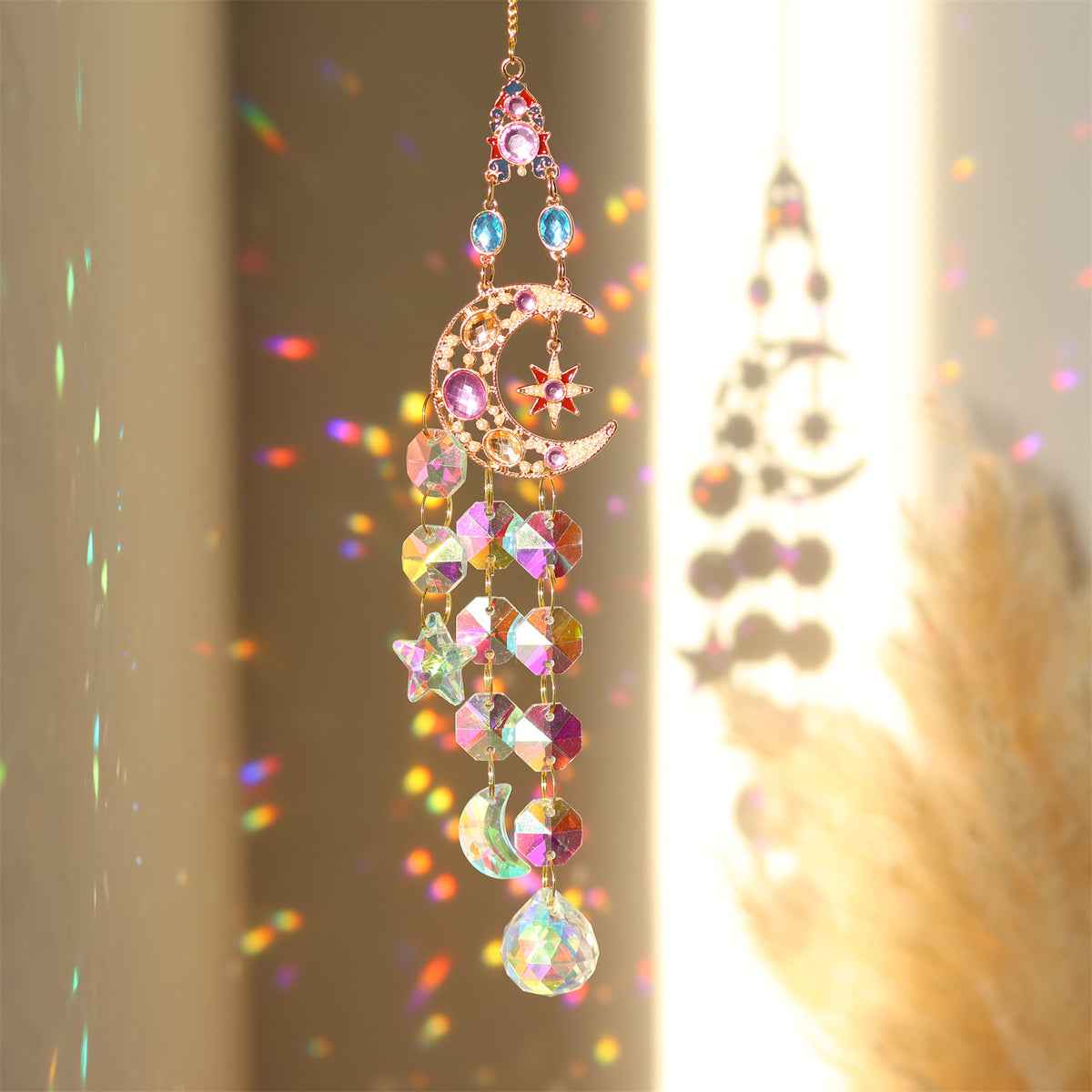 Colorful Dazzling Celestial Crystal Suncatcher - Star Shape Rainbow Maker Window Hanging Ornament