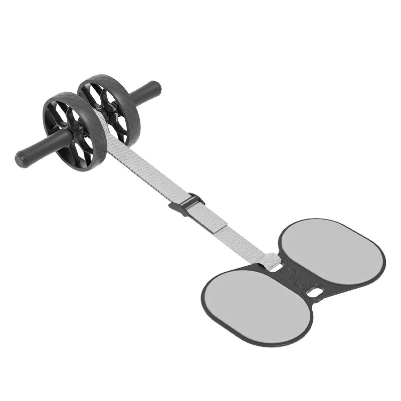 Grey Assisted Rebound Ab Roller with Foldable Knee Pad - Dual Wheel Core Trainer for Home Gym