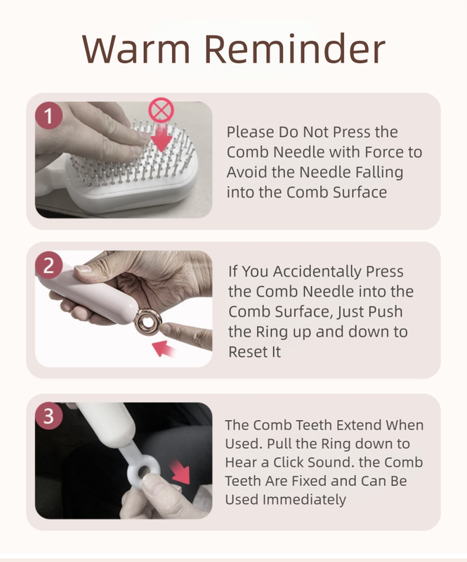 Pink Innovative Self-Cleaning Cushion Hairbrush - Retractable Bristle Detangling & Scalp Massager