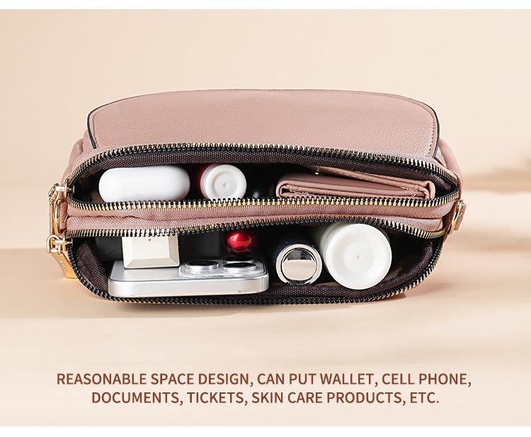 Blue Chic Quilted Crossbody Bag - Multi-Compartment PU Leather Shoulder Purse