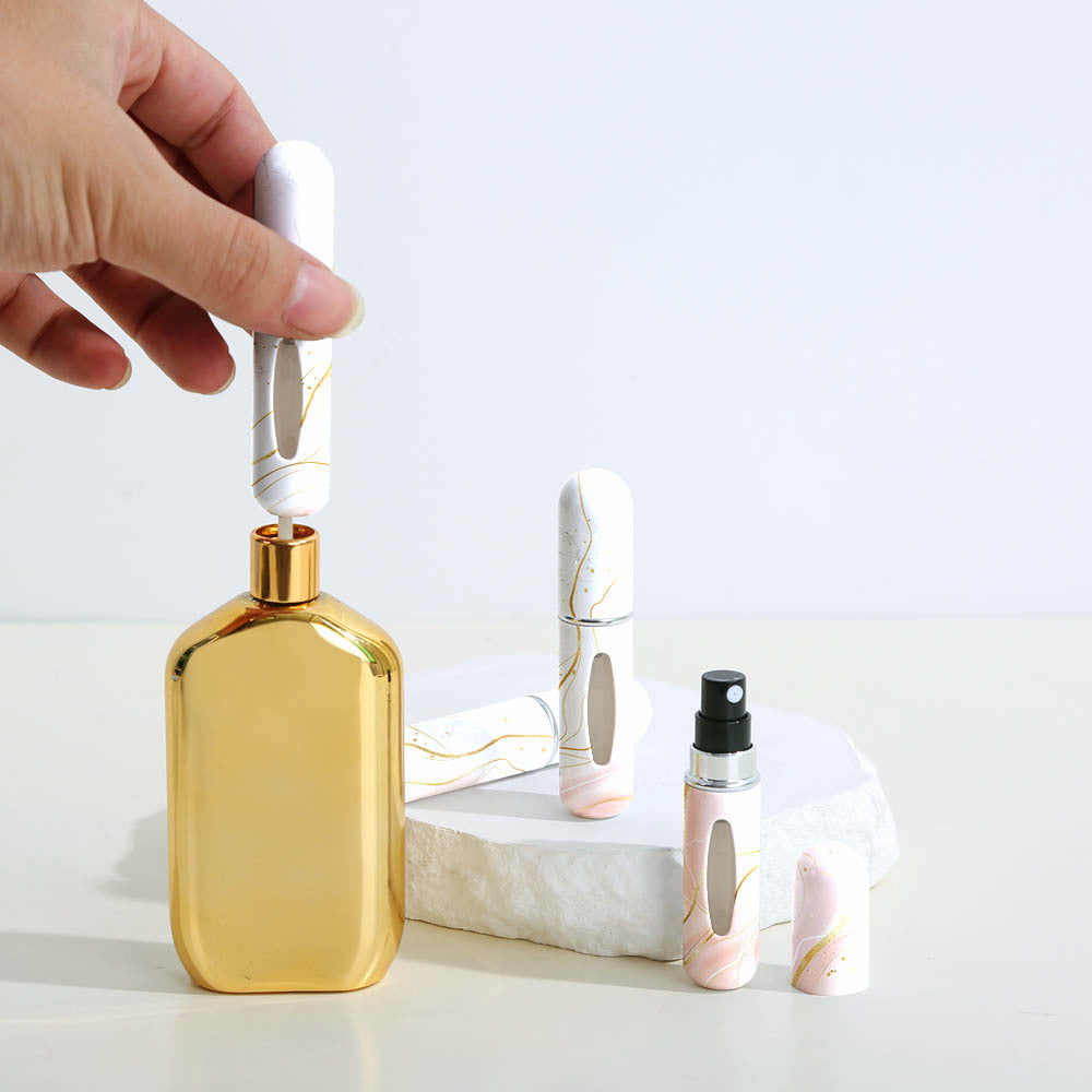 Purple Chic Marble Travel Perfume Atomizer Set (3-Pack) - 5ml Leakproof Bottom-Fill Spray Bottles