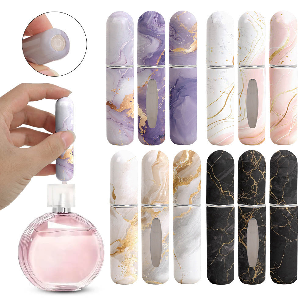 Champagne Chic Marble Travel Perfume Atomizer Set (3-Pack) - 5ml Leakproof Bottom-Fill Spray Bottles