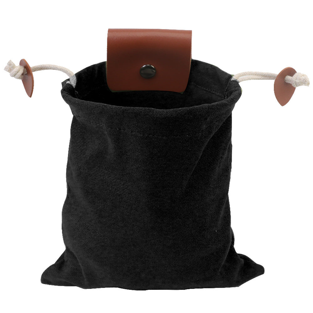 Black Collapsible Canvas Foraging Pouch - Hands-Free Belt Bag for Hiking &amp; Camping Activities