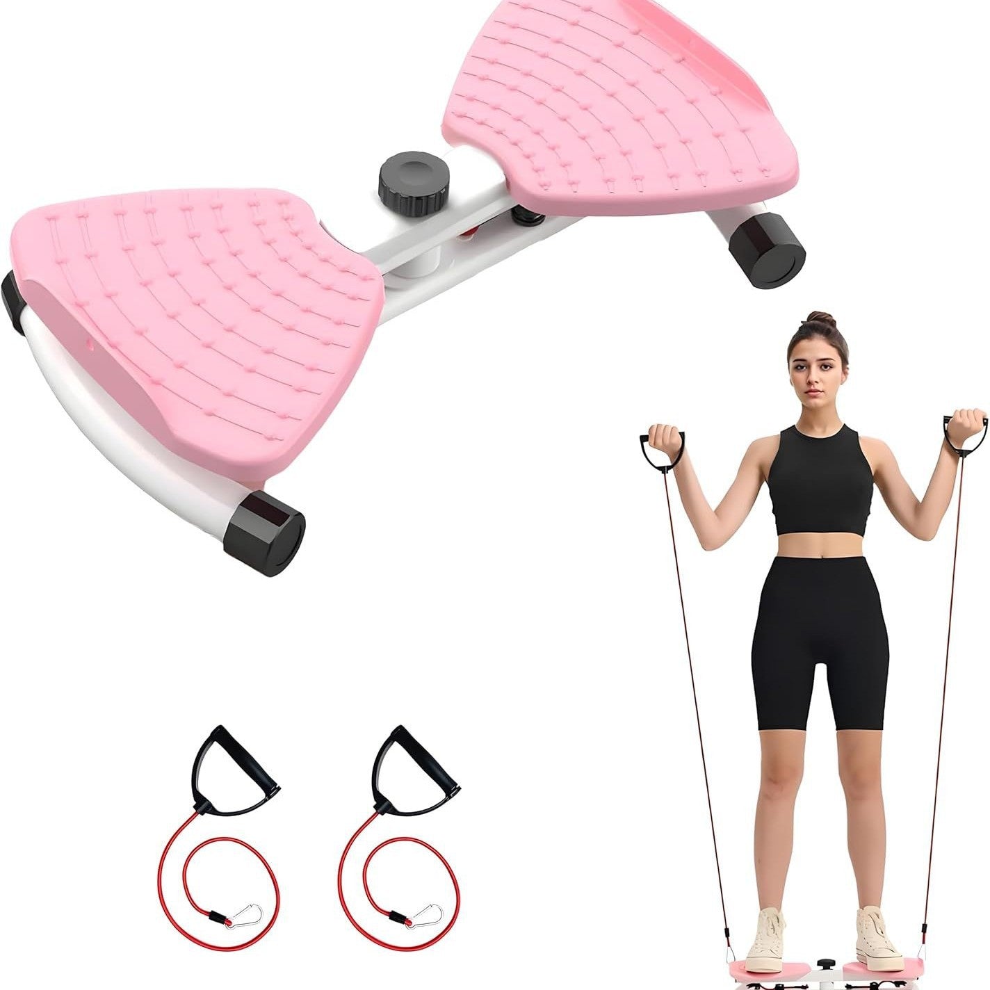 Blue Split Leg & Waist Twister Board - Core Abdominal Trainer with Resistance Bands for Home Fitness