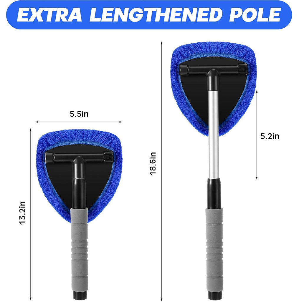 Black Car Windshield Cleaner Tool, Inside with 4 Reusable and Washable Microfiber Pads and Extendable Handle, Moisture Removal Tool