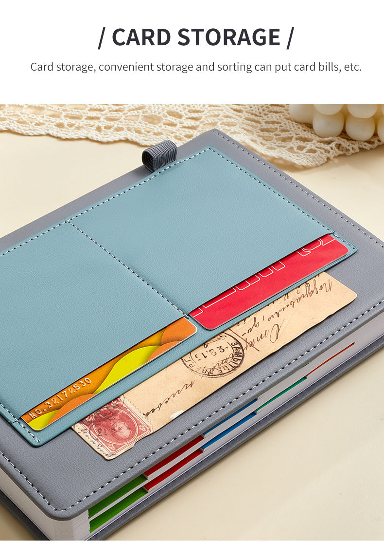 Grey A5 PU Leather Agenda for Productivity & Time Management-Undated Daily & Hourly Planner Pro