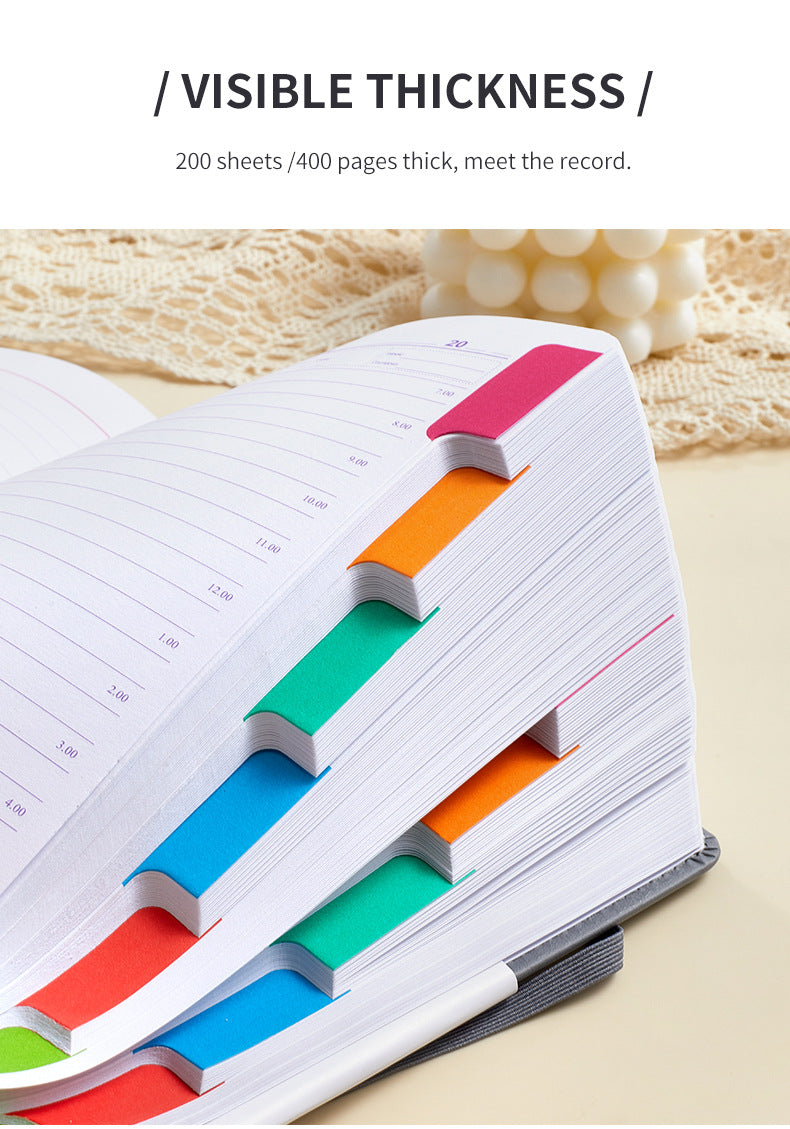 Orange A5 PU Leather Agenda for Productivity & Time Management-Undated Daily & Hourly Planner Pro