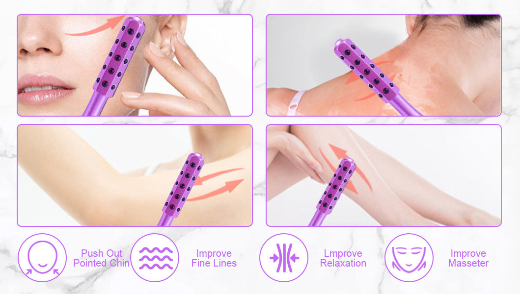 Light Pink Germanium Stone Facial Roller - Uplifting & Sculpting Beauty Massager for Face and Body