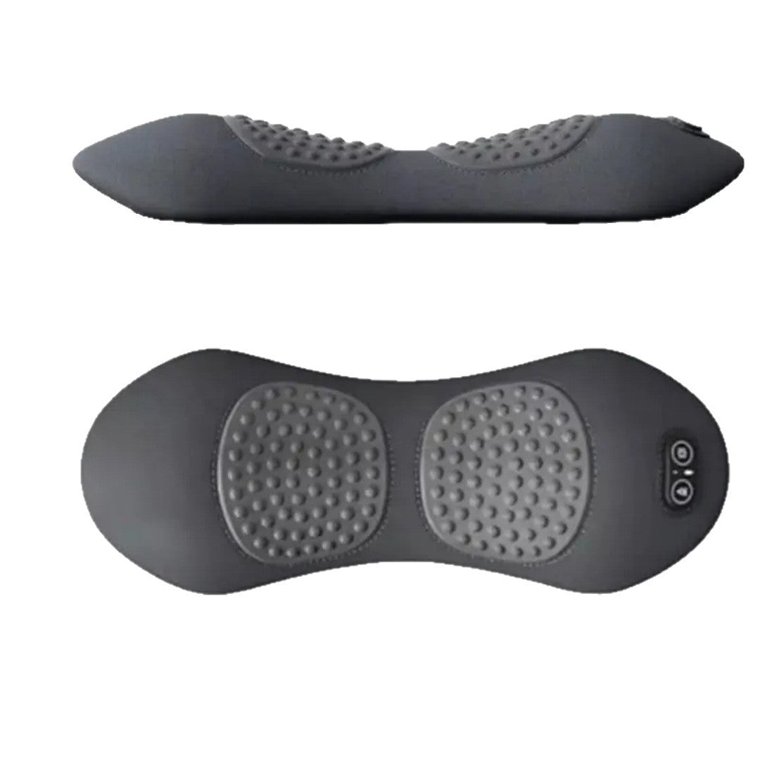 Dark Grey 3-in-1 Heated Back Stretcher with Vibration Massage &amp; Traction Lift — Memory Foam Lumbar Support Cushion for Home Therapy and Pain Relief