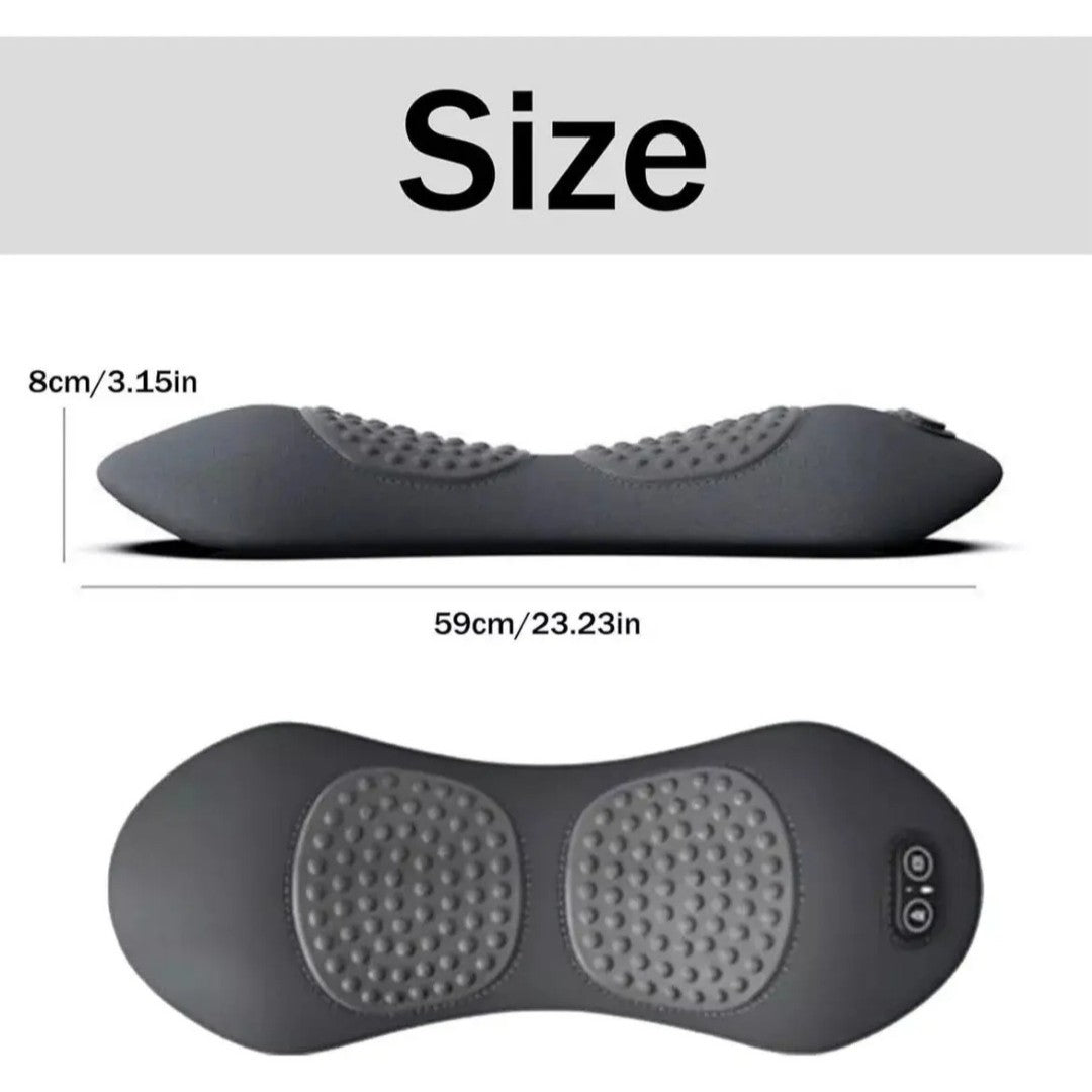 Dark Grey 3-in-1 Heated Back Stretcher with Vibration Massage & Traction Lift — Memory Foam Lumbar Support Cushion for Home Therapy and Pain Relief