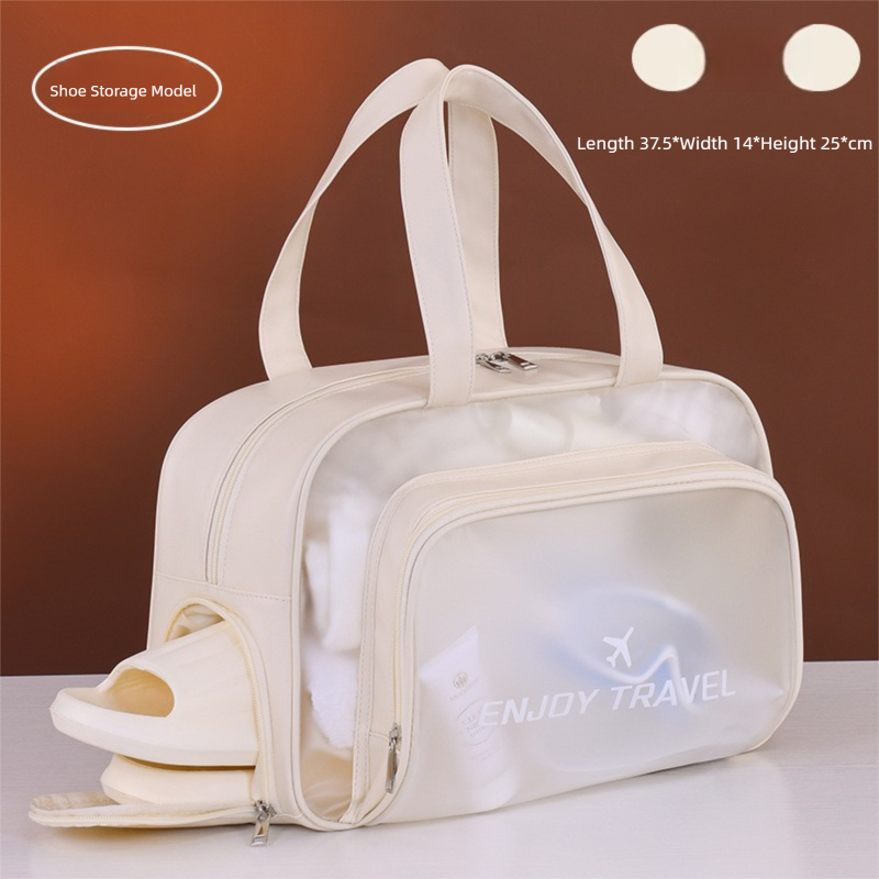 Beige Waterproof Wet Dry Separation Travel Bag - Gym, Beach, Swim, Sports Tote with Shoe Compartment(Filming props are not included)
