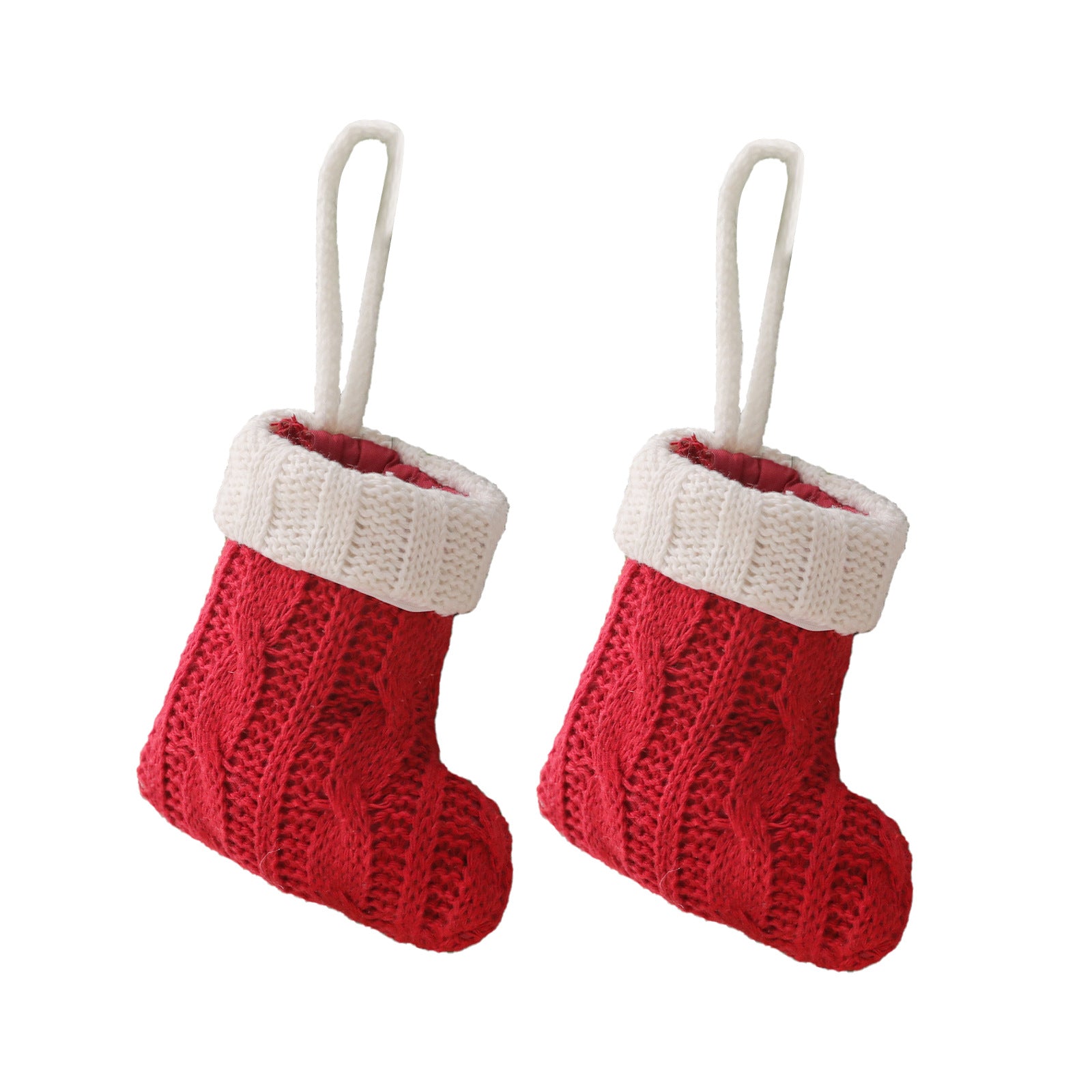 Christmas Decoration Mini Knitted Stockings Cutlery Holders 8 Pack for Home Party Decor(Tableware not included)