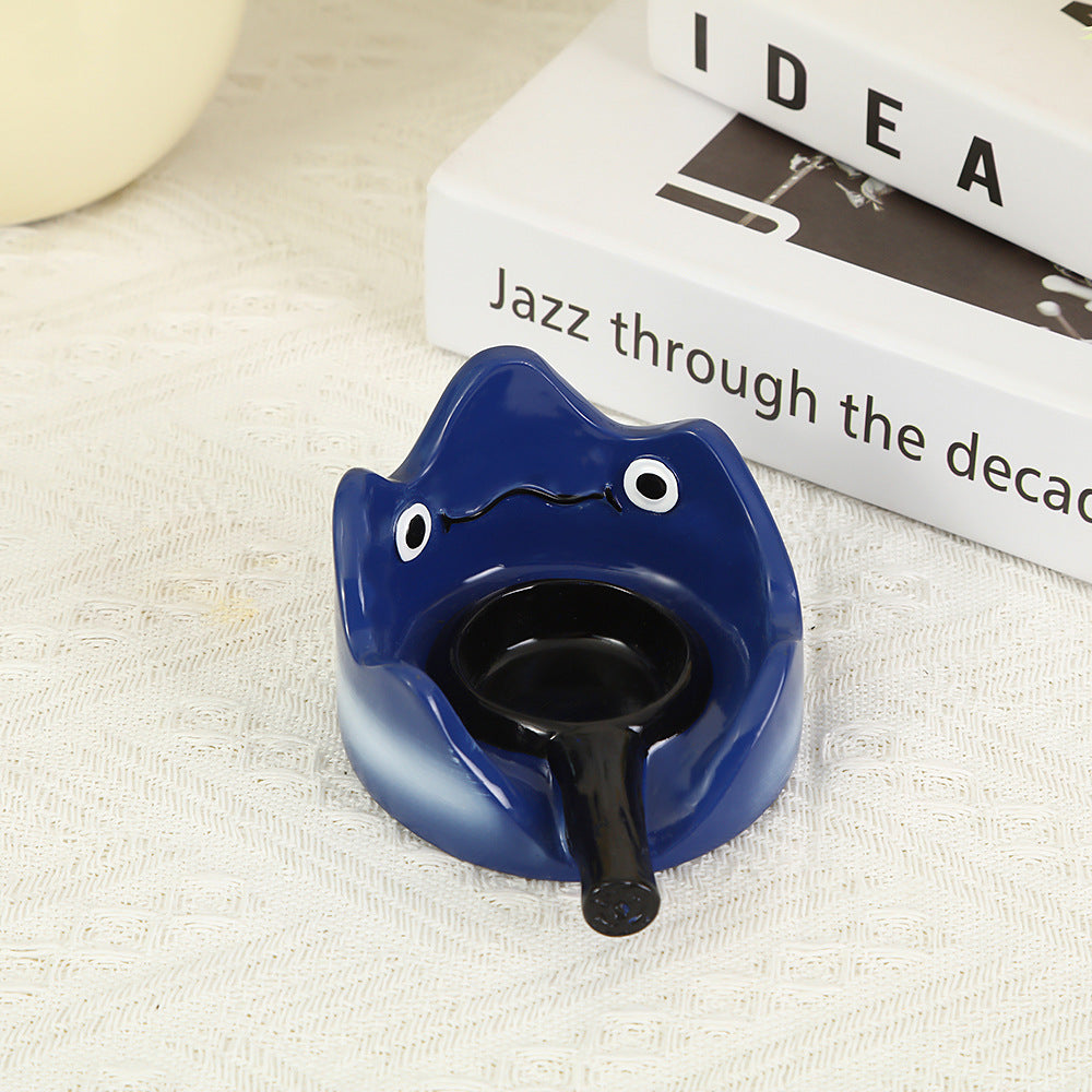 Blue Cartoon Flame Resin Aromatherapy Candle Holder Night Light Tabletop Ornament Home Decor Gift(Scented candles not included)