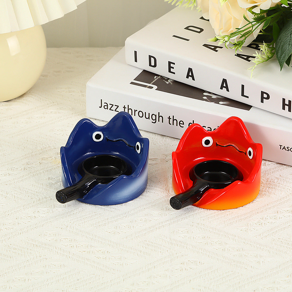 Blue Cartoon Flame Resin Aromatherapy Candle Holder Night Light Tabletop Ornament Home Decor Gift(Scented candles not included)