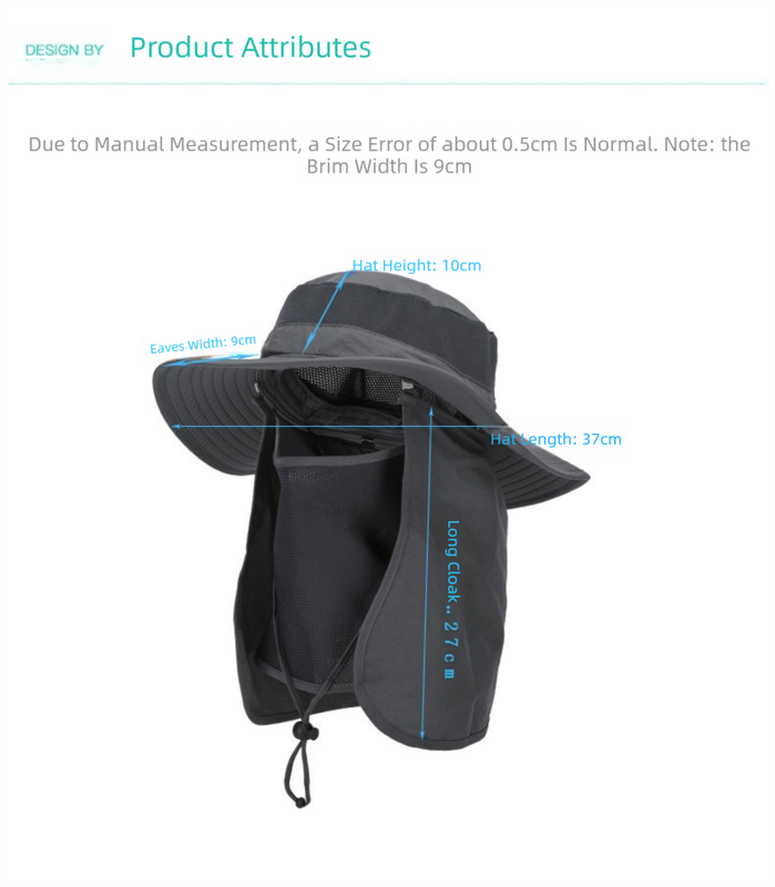 Khaki Outdoor Summer Sun Protection Hat with UV Protection Breathable Wide Brim Fisherman Cap for Hiking Cycling Fishing