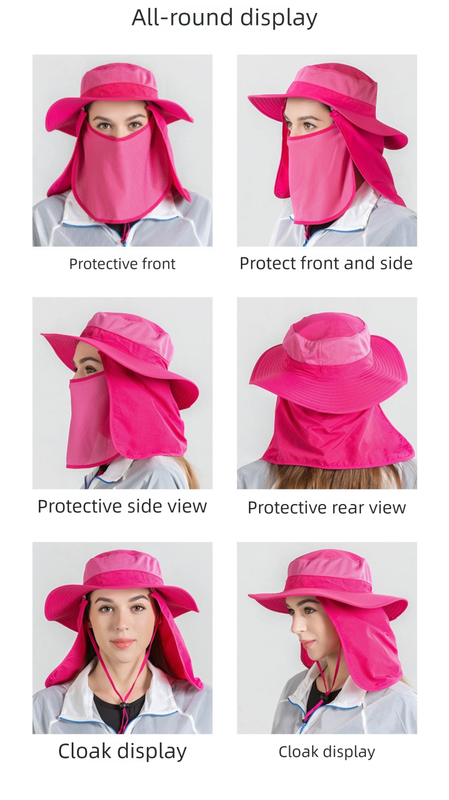 Khaki Outdoor Summer Sun Protection Hat with UV Protection Breathable Wide Brim Fisherman Cap for Hiking Cycling Fishing