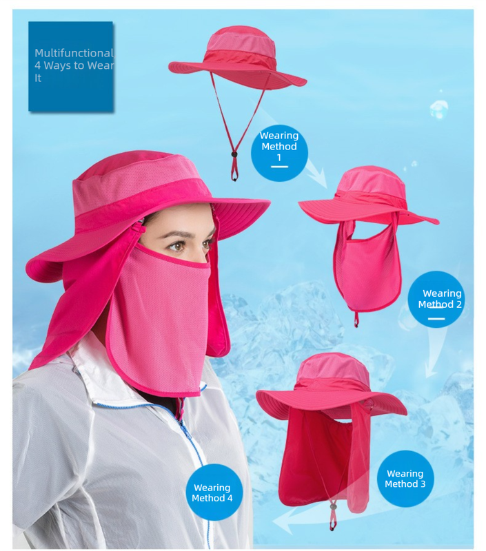 Dark Grey Outdoor Summer Sun Protection Hat with UV Protection Breathable Wide Brim Fisherman Cap for Hiking Cycling Fishing