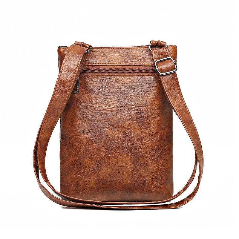 Brown Women's Crossbody Bag Soft PU Leather Shoulder Phone Bag Vintage European Style Small Messenger Purse