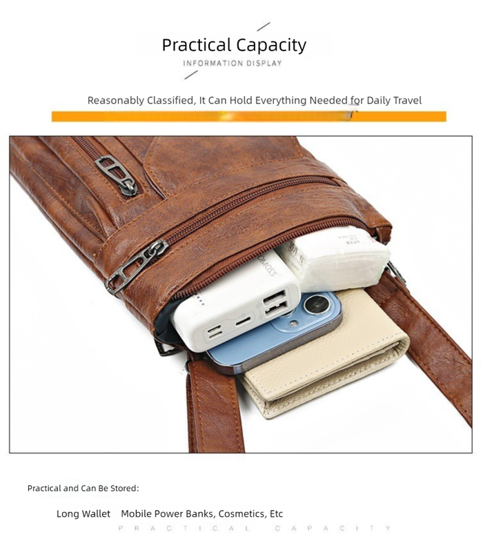 Brown Women's Crossbody Bag Soft PU Leather Shoulder Phone Bag Vintage European Style Small Messenger Purse