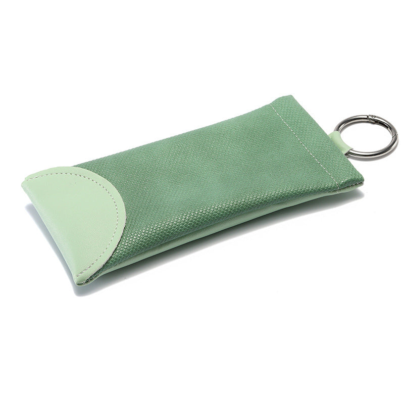 2 Pcs Green Portable Eyeglasses Pouch with Keychain Snake Skin Pattern Soft Sunglasses Bag Fashion Myopia Glasses Case